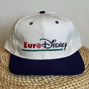 Vintage 90s Euro Disney 1992 Hat Snapback Made in USA White Purple Cap Rare